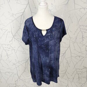 Sami & Jo Midnight Blue Wash Sequin Round Neck Top